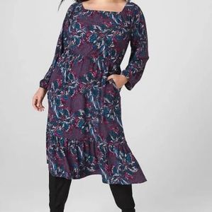 💥HP💥 NWT 3/4-Sleeve Square-Neck Tiered Fit & Flare Dress